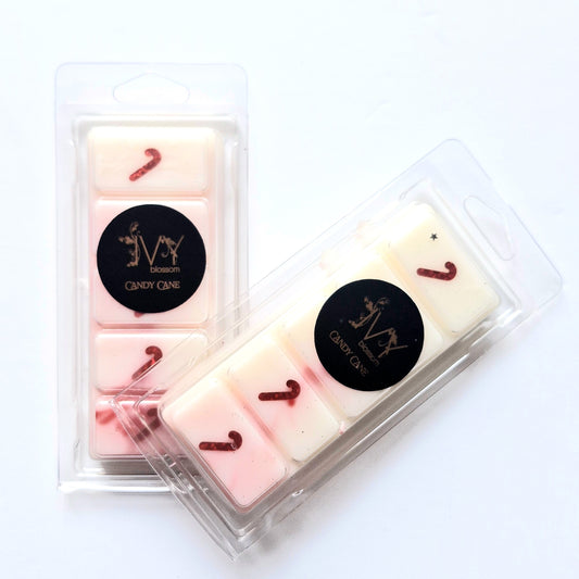 Two Candy Cane Wax Melt packs featuring pink and white wax cubes with peppermint accents.