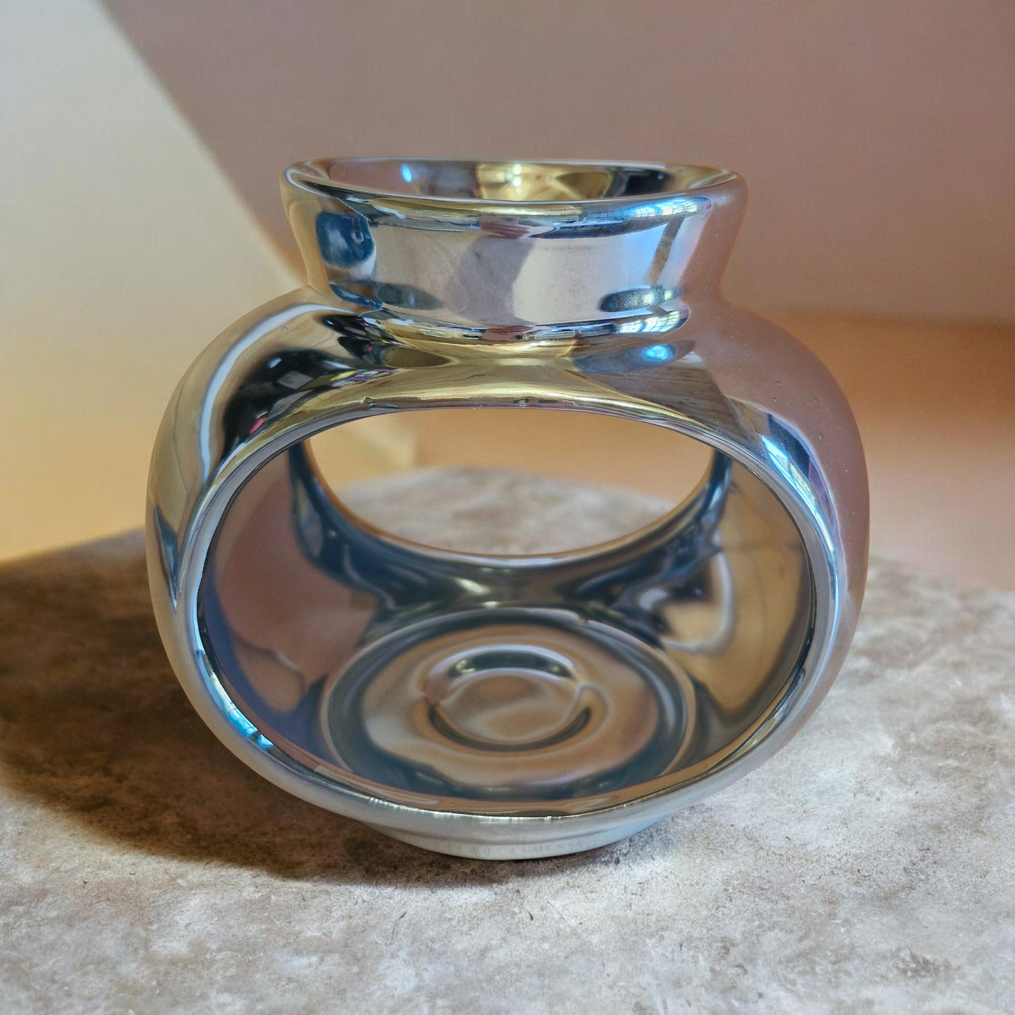 Chrome Modern Oval Tea Light Wax Burner