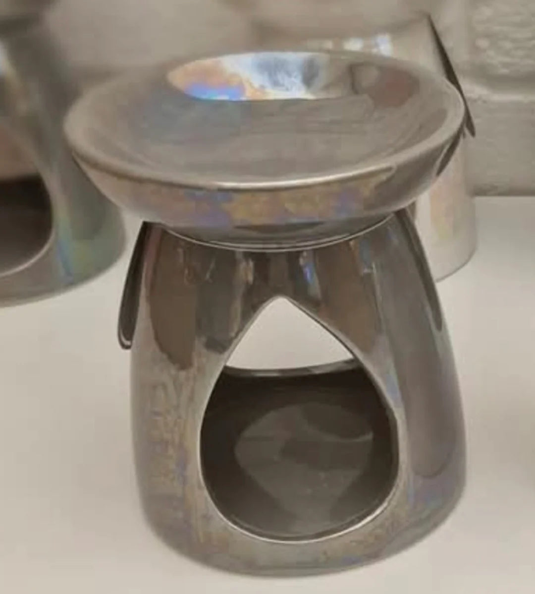 Grey Pearlescent Tealight Wax Burner
