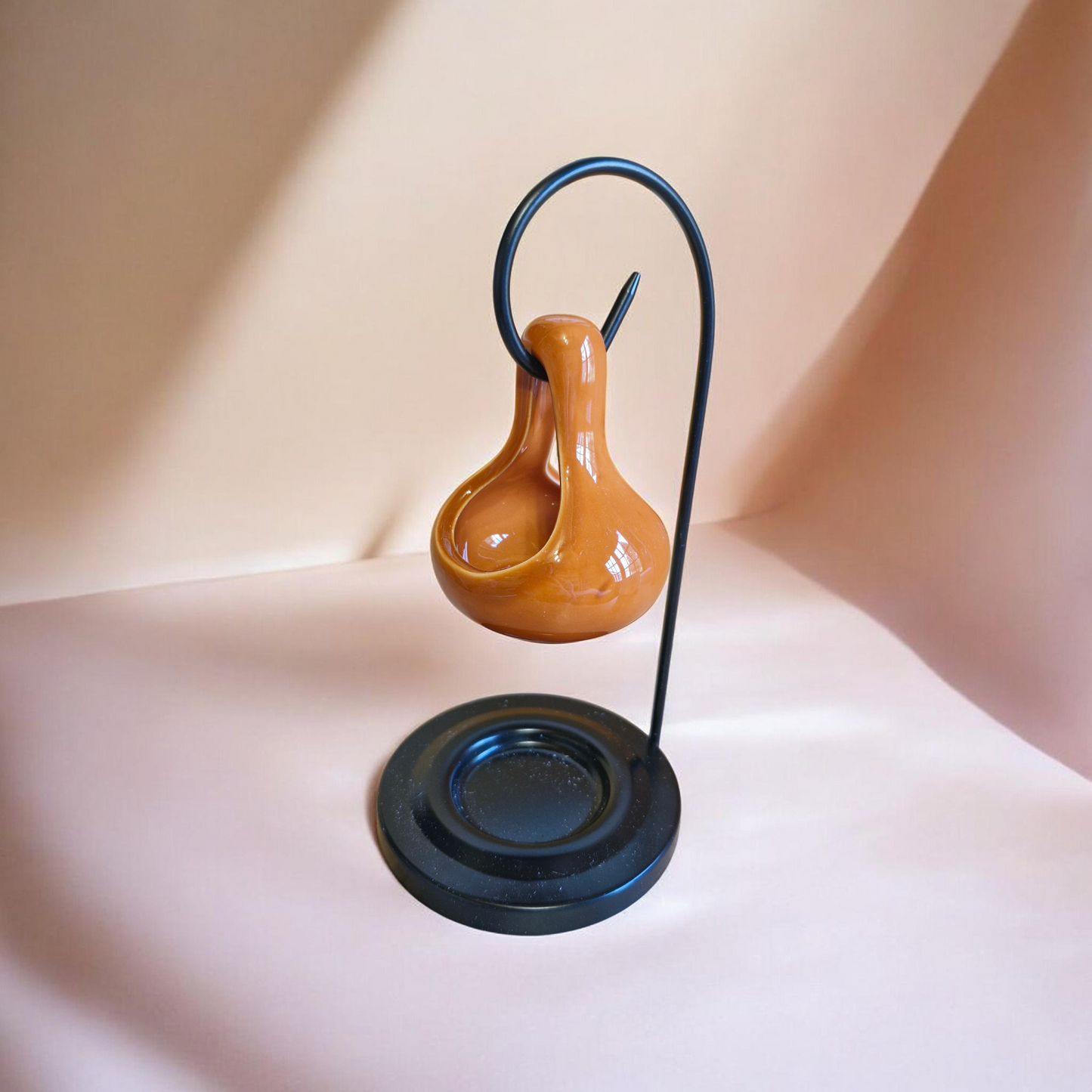 Burnt Orange Teardrop Wax Burner and Stand