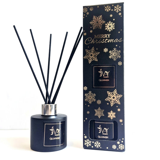 Gluhwein Reed Diffuser in a decorative box, inspired by festive mulled wine with a rich aroma for home ambiance.